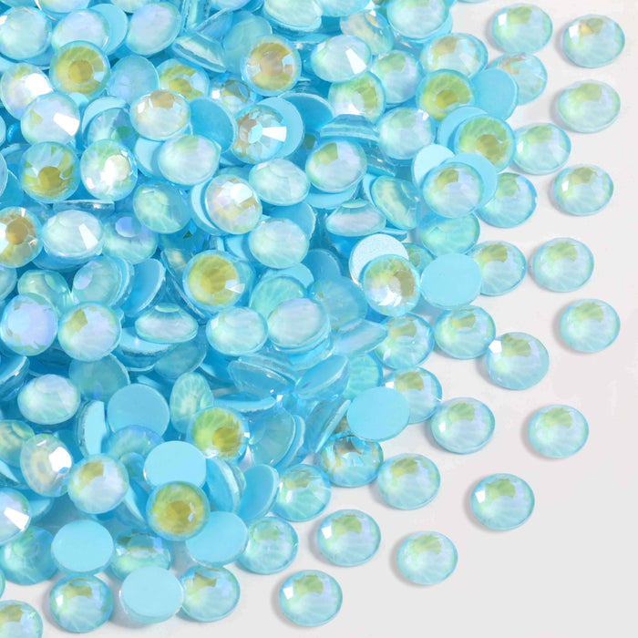 Beadsland Flat Back Crystal Rhinestones Round Gems For Nail Art And Craft Glue Fix - Luminous Blue