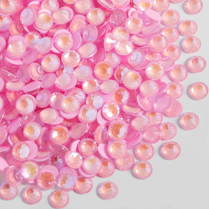 Beadsland Flat Back Crystal Rhinestones Round Gems For Nail Art And Craft Glue Fix - Luminous Light Pink