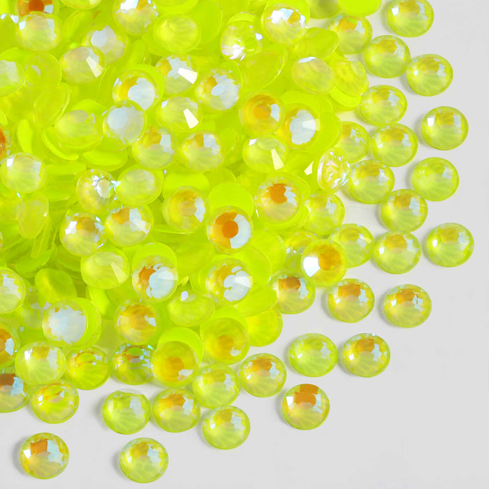 Beadsland Flat Back Crystal Rhinestones Round Gems For Nail Art And Craft Glue Fix - Luminous Yellow