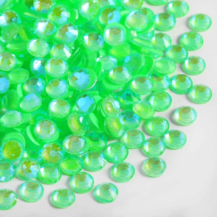 Beadsland Flat Back Crystal Rhinestones Round Gems For Nail Art And Craft Glue Fix - Luminous Green