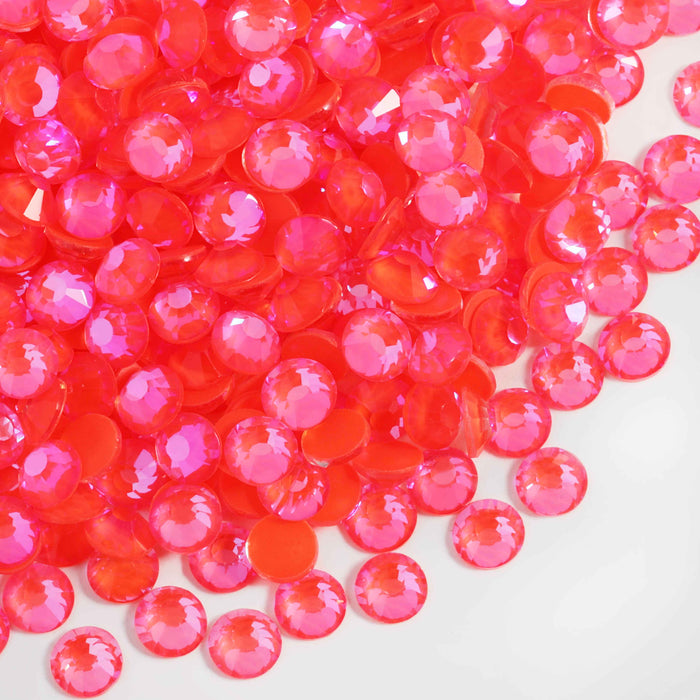 Beadsland Flat Back Crystal Rhinestones Round Gems For Nail Art And Craft Glue Fix - Luminous Orange