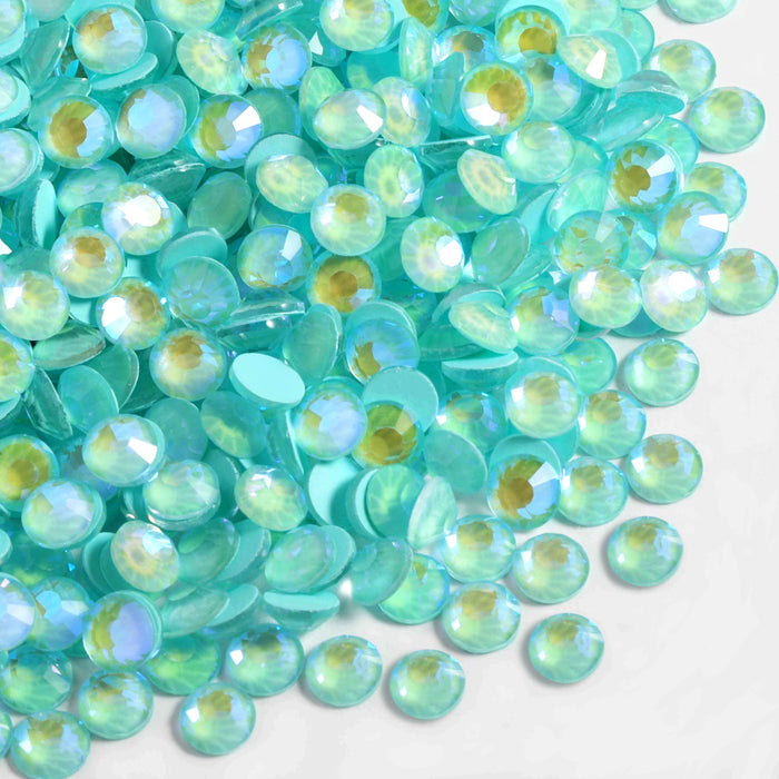 Beadsland Flat Back Crystal Rhinestones Round Gems For Nail Art And Craft Glue Fix - Luminous Mint