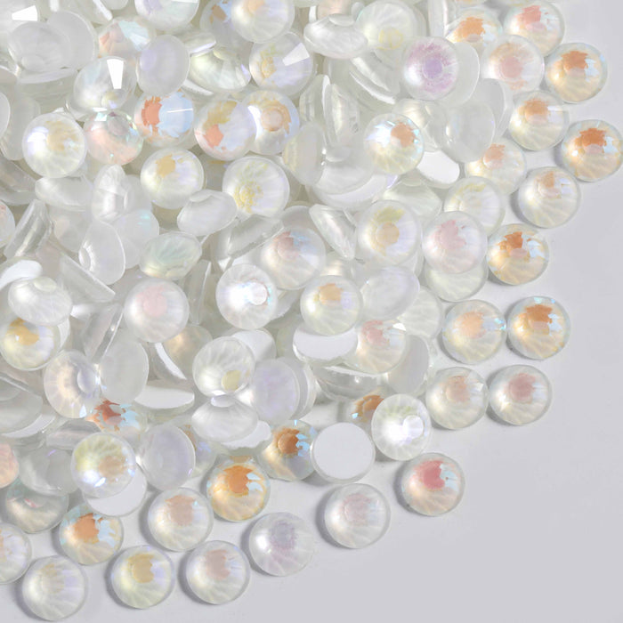 Beadsland Flat Back Crystal Rhinestones Round Gems For Nail Art And Craft Glue Fix - Luminous White