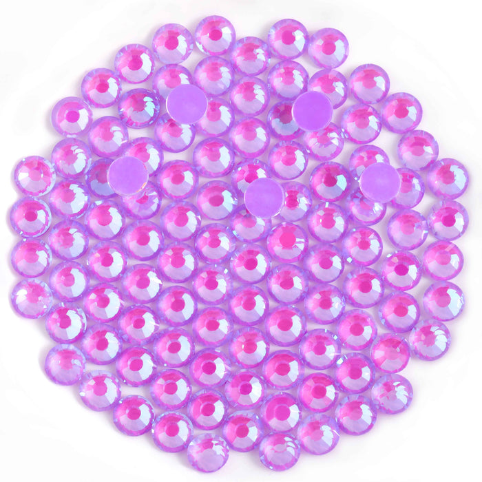 Beadsland Flat Back Crystal Rhinestones Round Gems For Nail Art And Craft Glue Fix - Luminous Purple