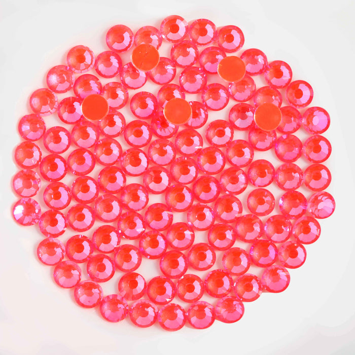 Beadsland Flat Back Crystal Rhinestones Round Gems For Nail Art And Craft Glue Fix - Luminous Orange