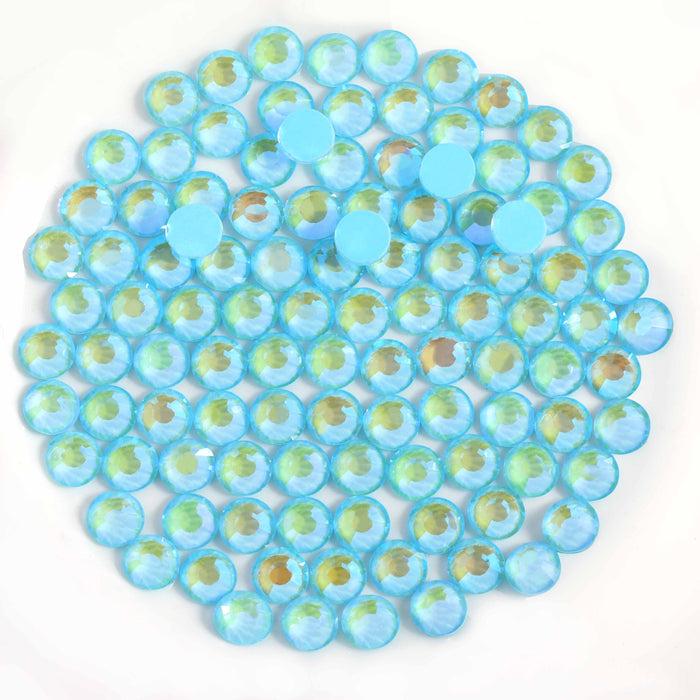 Beadsland Flat Back Crystal Rhinestones Round Gems For Nail Art And Craft Glue Fix - Luminous Blue