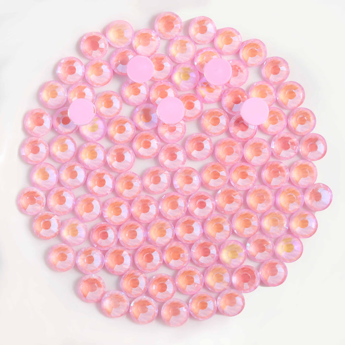 Beadsland Flat Back Crystal Rhinestones Round Gems For Nail Art And Craft Glue Fix - Luminous Light Pink