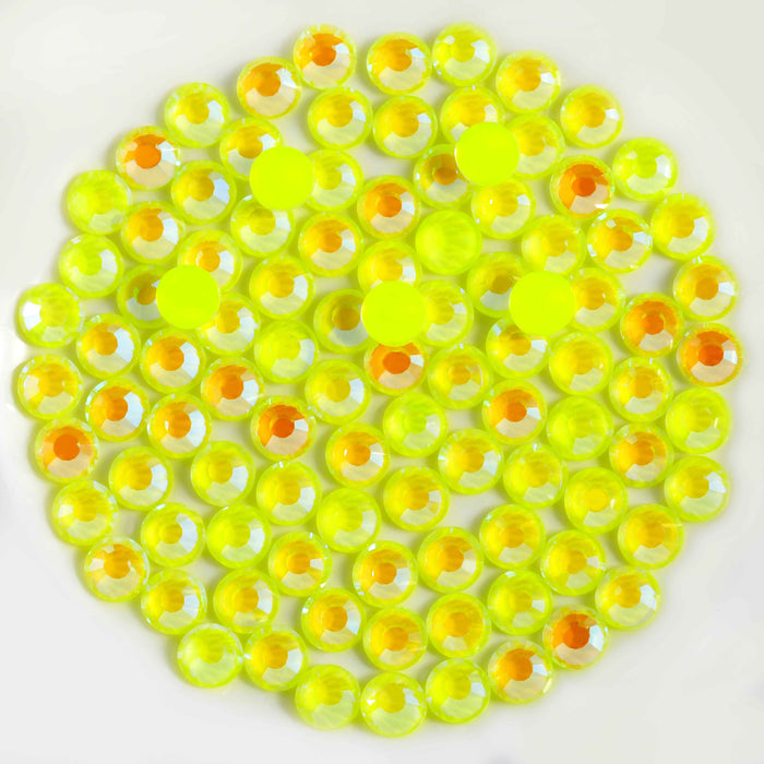 Beadsland Flat Back Crystal Rhinestones Round Gems For Nail Art And Craft Glue Fix - Luminous Yellow