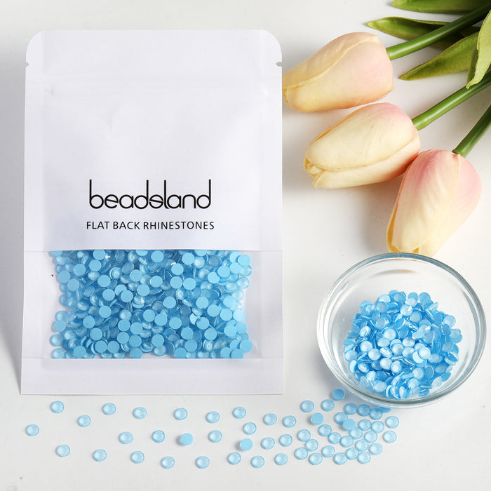 Beadsland Flat Back Crystal Rhinestones Round Gems For Nail Art And Craft Glue Fix - Mocha Blue