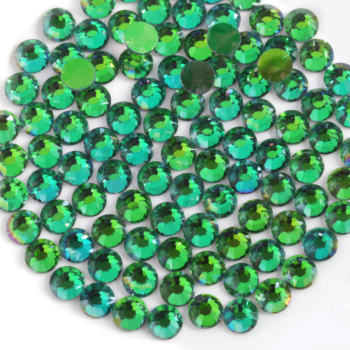 Beadsland Flat Back Crystal Rhinestones Round Gems For Nail Art And Craft Glue Fix - Aurora Green