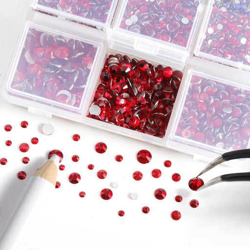 Beadsland Rhinestones for Makeup,8 Sizes 2500pcs Dark Red Flatback  Rhinestones Face Gems for Nails Crafts with Tweezers and Wax Pencil,Dark  Siam,SS4-SS30 : : Home & Kitchen
