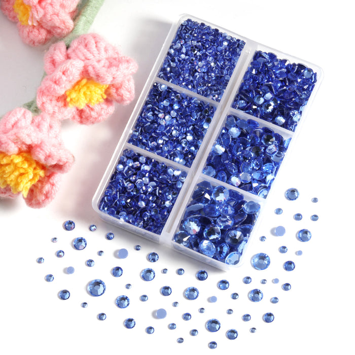 BEADSLAND Hotfix Rhinestones, 4000 PCS Light Blue Rhinestones for Clothes Crafts Mixed 6 Sizes with Wax Pencil and Tweezers Kit, SS6-SS30, Light Sapphire