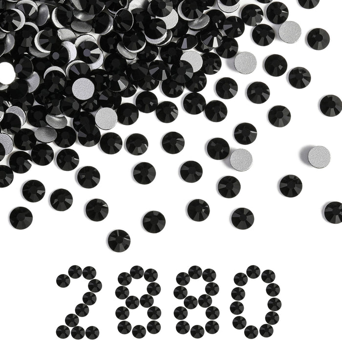 Beadsland Flatback Rhinestones Bulk, Rhinestones for Nails Crafts Clothes DIY Decoration, Jet Black