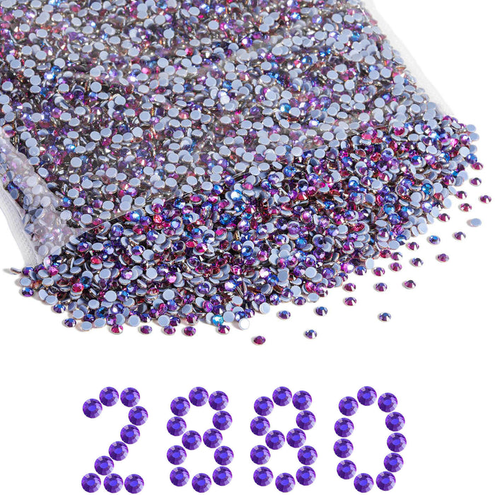 Beadsland Hotfix Rhinestones Bulk, Hot Fix Rhinestones for Crafts Clothes DIY Decoration, Purple Velvet