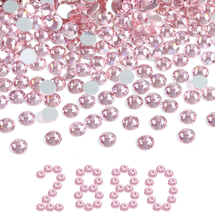 Beadsland Flatback Rhinestones Bulk, Rhinestones for Nails Crafts Clothes DIY Decoration,Light Pink