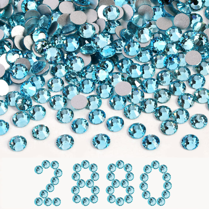 Beadsland Flatback Rhinestones Bulk, Rhinestones for Nails Crafts Clothes DIY Decoration, Aquamarine