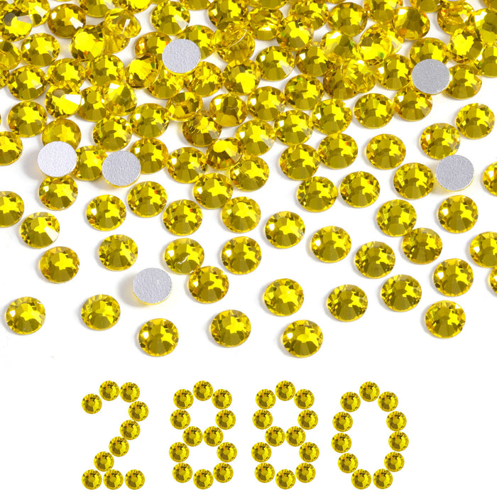 Beadsland Flatback Rhinestones Bulk, Rhinestones for Nails Crafts Clothes DIY Decoration, Lemon Yellow