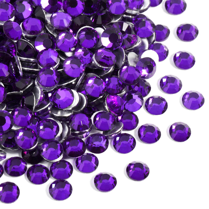 Beadsland Flat Back Crystal Rhinestones Round Gems For Nail Art And Craft Glue Fix - Purple