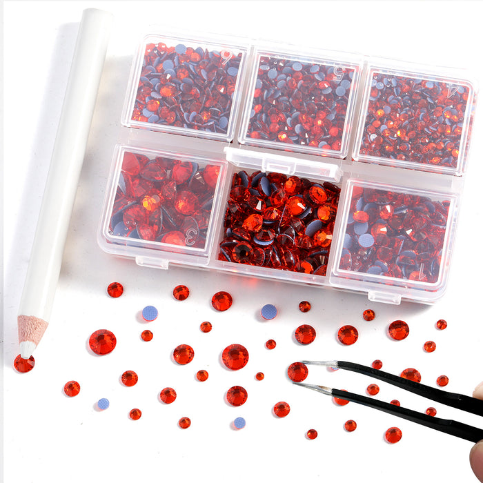 BEADSLAND Hotfix Rhinestones, 4000 PCS Orange Rhinestones for Clothes Crafts Mixed 6 Sizes with Wax Pencil and Tweezers Kit, SS6-SS30, Hyacinth