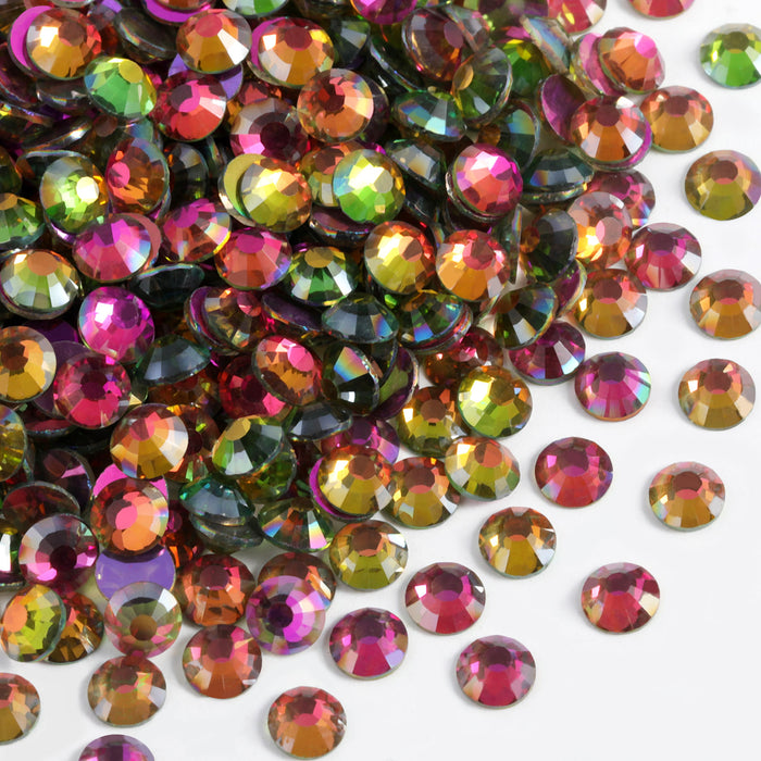 Beadsland Flat Back Crystal Rhinestones Round Gems For Nail Art And Craft Glue Fix - Aurora Red