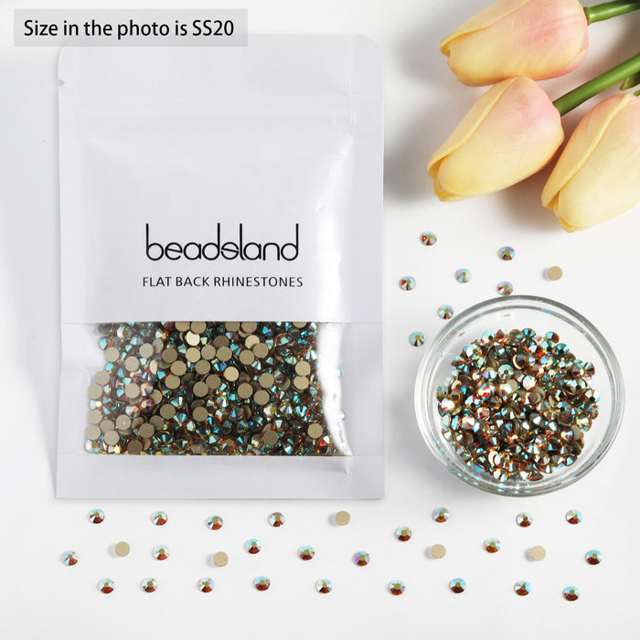 Beadsland Flat Back Crystal Rhinestones Round Gems For Nail Art And Craft Glue Fix - Crystal Dawn