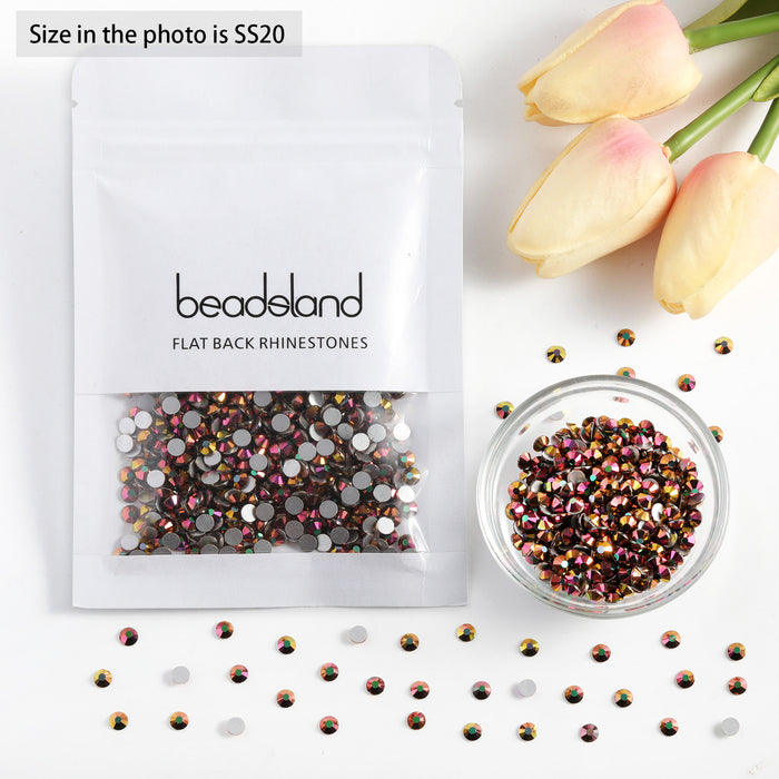 Beadsland Flat Back Crystal Rhinestones Round Gems For Nail Art And Craft Glue Fix - Rainbow Rose Gold