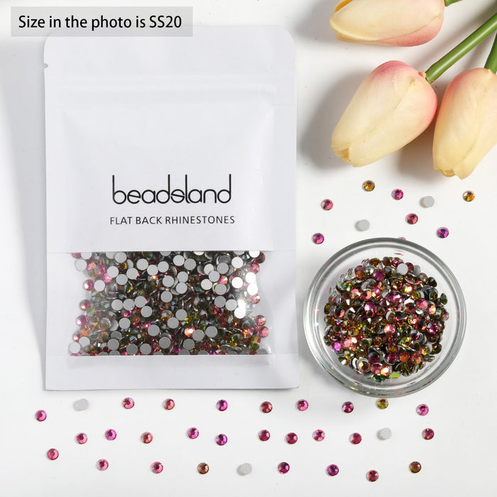 Beadsland Flat Back Crystal Rhinestones Round Gems For Nail Art And Craft Glue Fix- Golden Rose