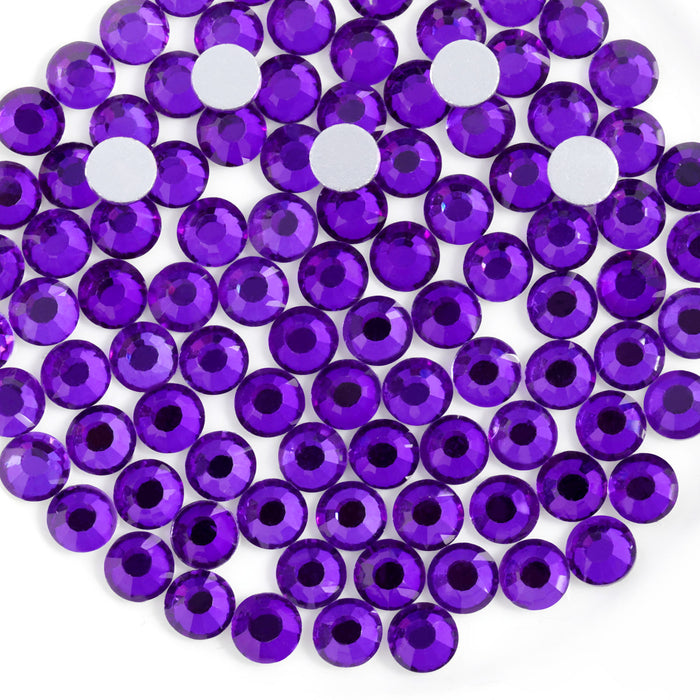 Beadsland Flat Back Crystal Rhinestones Round Gems For Nail Art And Craft Glue Fix - Purple