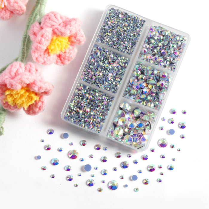 BEADSLAND Hotfix Rhinestones, 4000 PCS AB Rhinestones for Clothes Crafts Mixed 6 Sizes with Wax Pencil and Tweezers Kit, SS6-SS30, Crystal AB