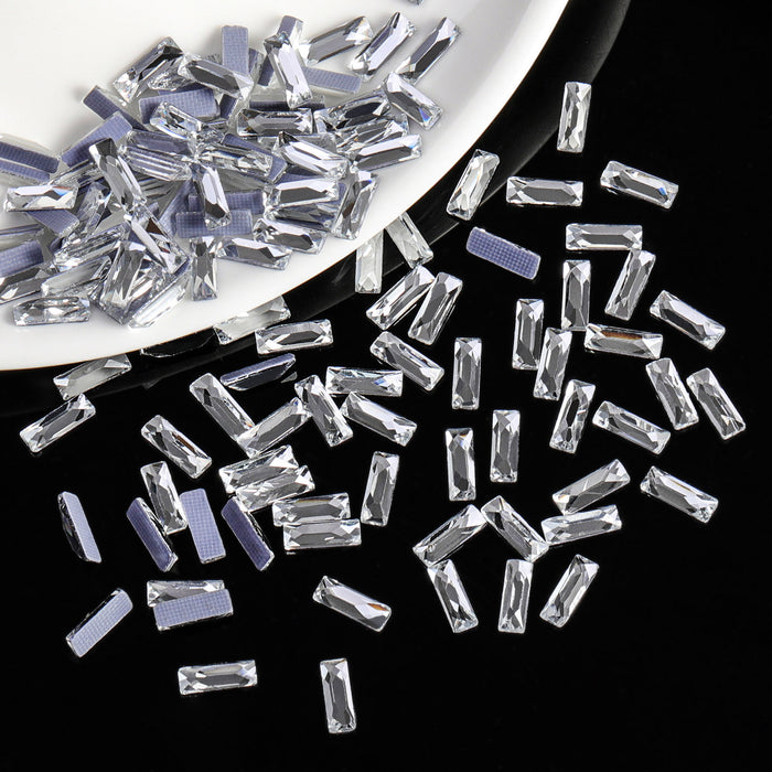 Beadsland 144pcs Hotfix Rectangle Rhinestones, Flat Back Rhinestones, Glass Flatback Crystal Shaped Gems, 3ⅹ8mm