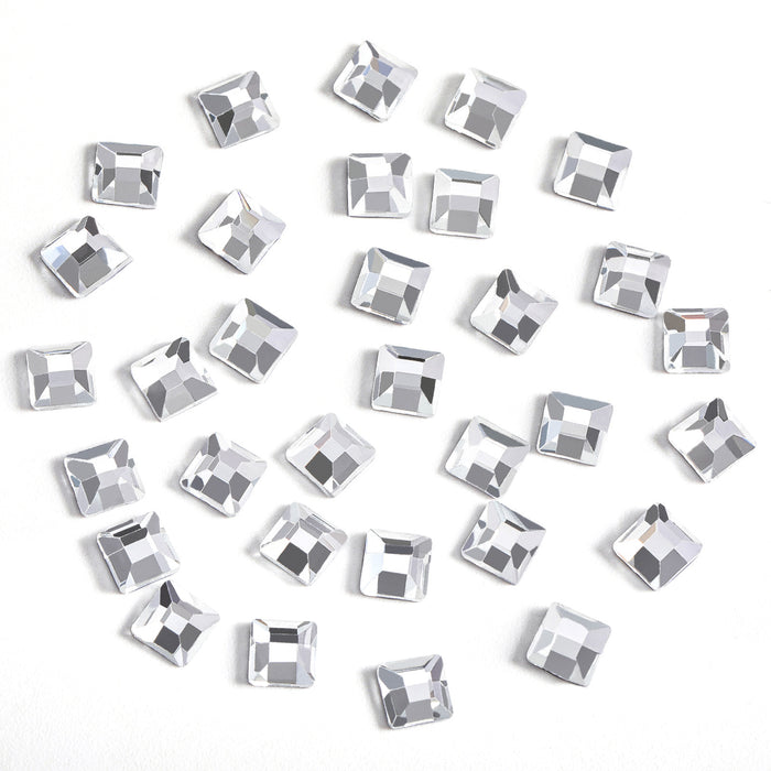 Beadsland 144pcs Hotfix Square Rhinestones, Flat Back Round Corner Square Rhinestones, Glass Flatback Crystal Shaped Gems, 4ⅹ4mm