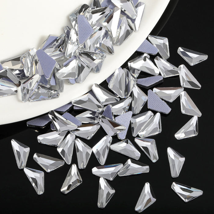 Beadsland 144pcs Hotfix Triangle Rhinestones, Flat Back Triangle Shaped Rhinestones, Glass Flatback Crystal Shaped Gems, 5ⅹ10mm