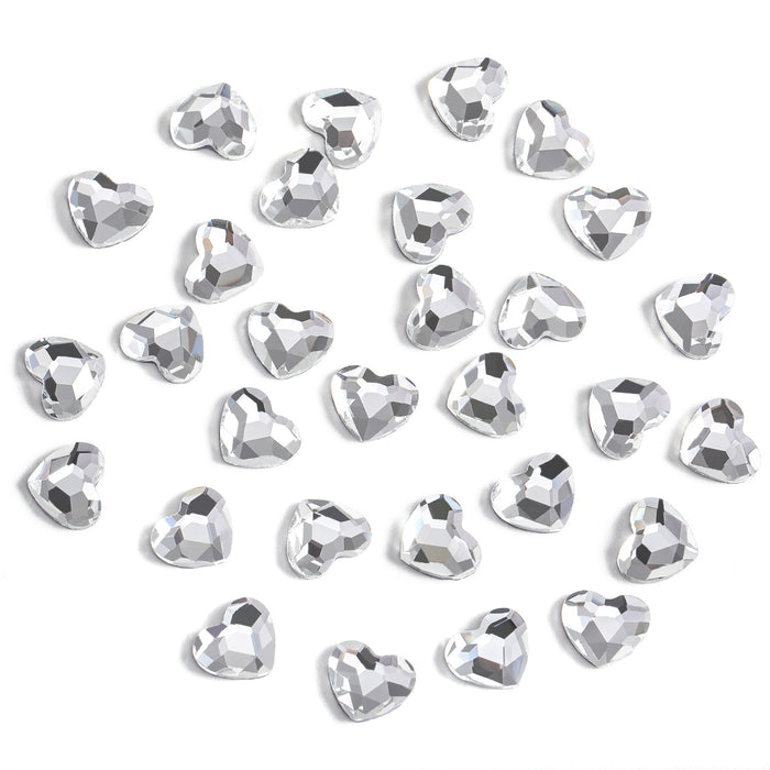 Beadsland 144pcs Hotfix Heart Rhinestones, Flat Back Heart Rhinestones, Glass Flatback Crystal Shaped Gems , 5ⅹ6mm