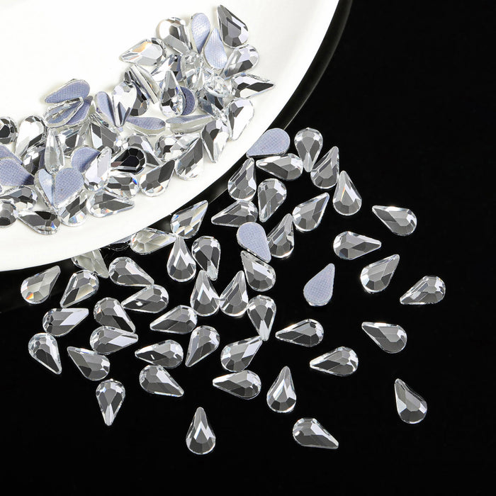 Beadsland 144pcs Hotfix Drop Rhinestones, Flat Back Raindrop Rhinestones, Glass Flatback Crystal Shaped Gems , 5ⅹ8mm