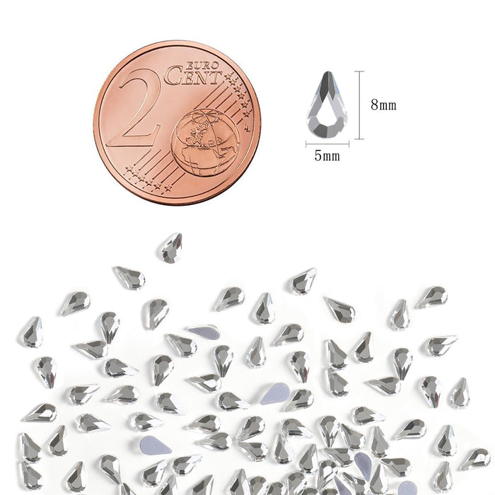 Beadsland 144pcs Hotfix Drop Rhinestones, Flat Back Raindrop Rhinestones, Glass Flatback Crystal Shaped Gems , 5ⅹ8mm