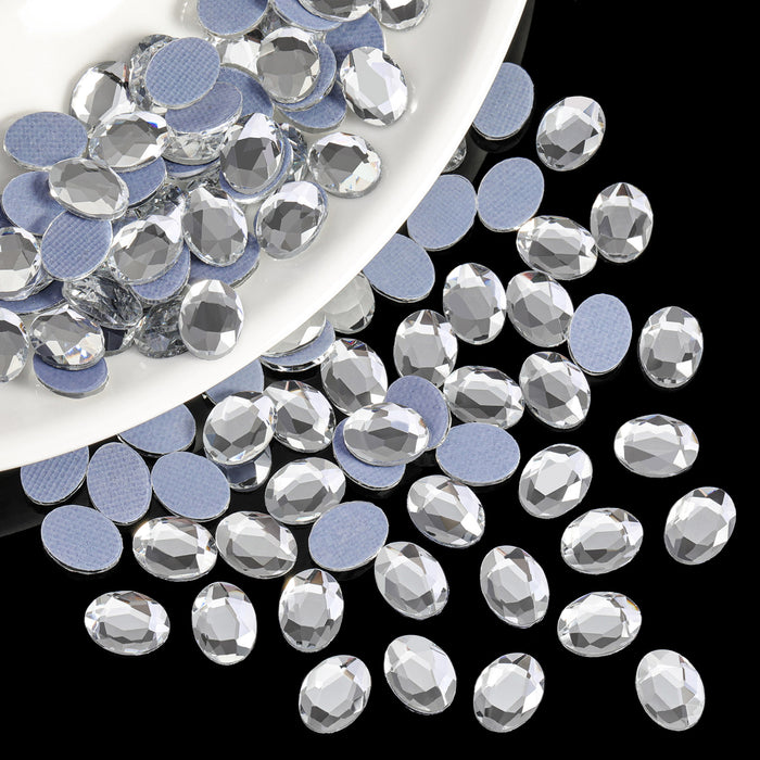 Beadsland 144pcs Hotfix Oval Crystal, Shaped Rhinestones Flatback Glass Crystal Gems, 6ⅹ8mm