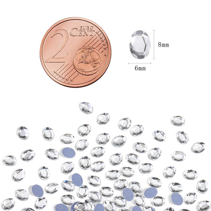 Beadsland 144pcs Hotfix Oval Crystal, Shaped Rhinestones Flatback Glass Crystal Gems, 6ⅹ8mm