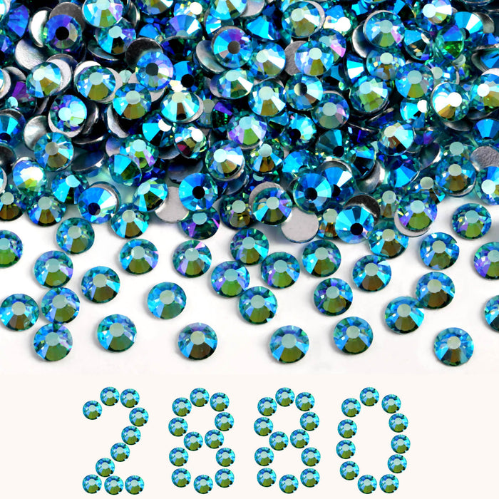 Beadsland Flatback Rhinestones Bulk, Rhinestones for Nails Crafts Clothes DIY Decoration, AquamarineAB