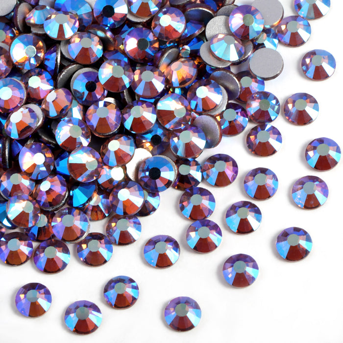 Beadsland Flat Back Crystal Rhinestones Round Gems For Nail Art And Craft Glue Fix - Light Amethyst AB