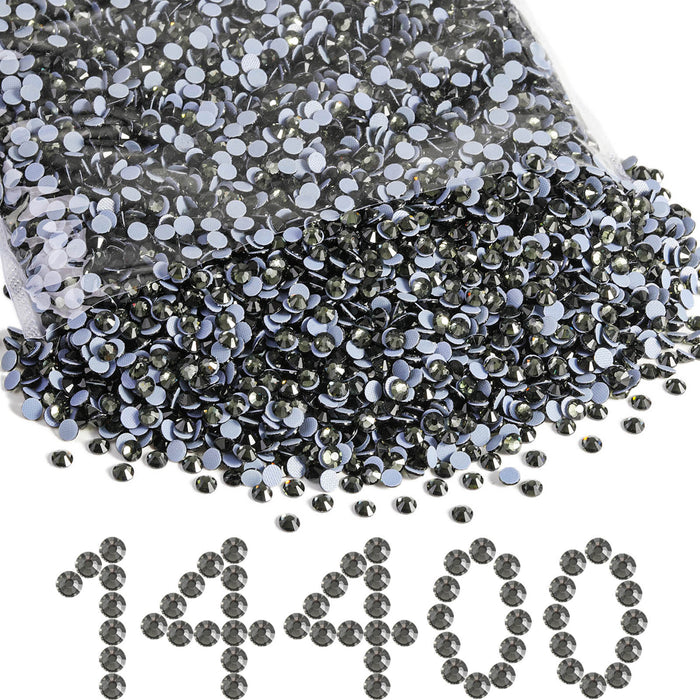 Beadsland Hotfix-Strasssteine ​​Bulk, 14400 Stück Hotfix-Strasssteine ​​zum Basteln von Kleidung, DIY-Dekoration, SS10-SS30-Blackdiamond