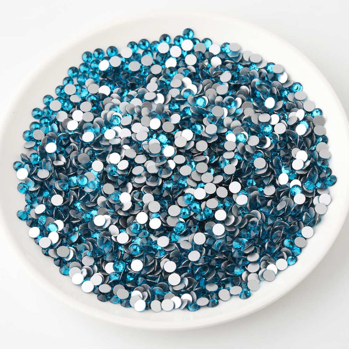 Beadsland Flat Back Crystal Rhinestones Round Gems For Nail Art And Craft Glue Fix - Indicolite